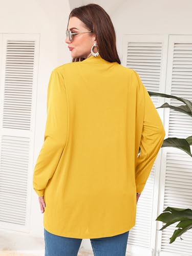 Image of AusLook Plus Size Lightweight Cardigans for Women Open Front Pockets Jacket | 1X-5X,Soft Stretch,Long Sleeve,Longline Coverage,Dress Jeans Layer,Work Travel Style,Spring Fall Wear