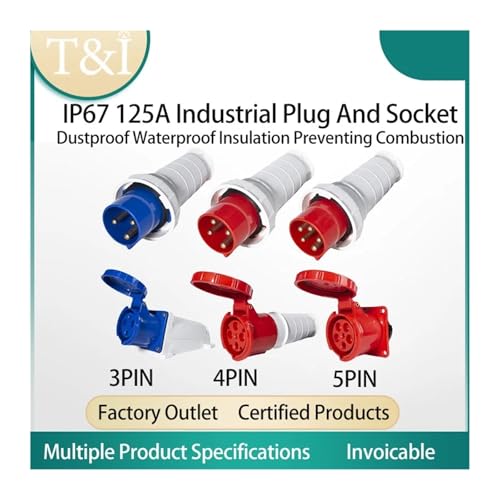 Toma de corriente industrial de pared 125A de 3 4 y 5 pines 4
