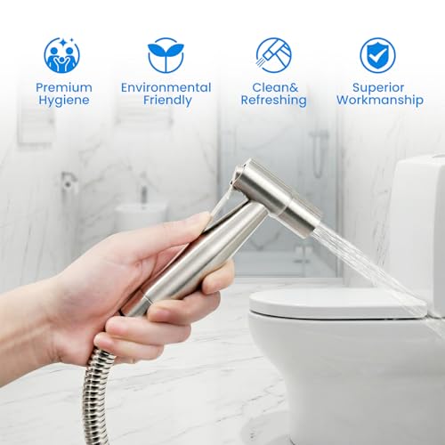 Arofa Handheld Toilet Bidet Sprayer for Toilet-Adjustable Water Pressure Control with Bidet Hose for Feminine Wash, Stainless Steel Brushed Nickel Bidet Faucet Cloth Diaper for Baby Wash