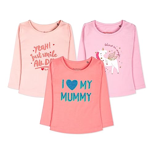 Image of Real Basics Girls Regular Fit Full Sleeves Tshirt (Pack of 3)