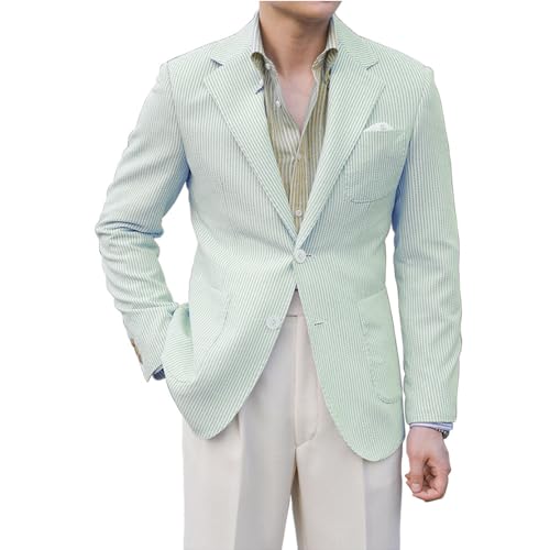 Leisure Men Seersucker Sports Coat Light Summer Jacket Mens Seersucker Blazer Mens Beach Outfit Khaki4