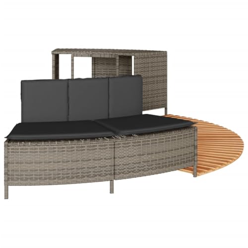 Miniatura 6 de Vidaxl Borde Bañera Hidromasaje Madera Acacia Y Ratán Sintético Gris, Recinto De Bañera De Hidromasaje, Recinto De Spa, Recinto De Bañera De Hidromasaje Al Aire Libre