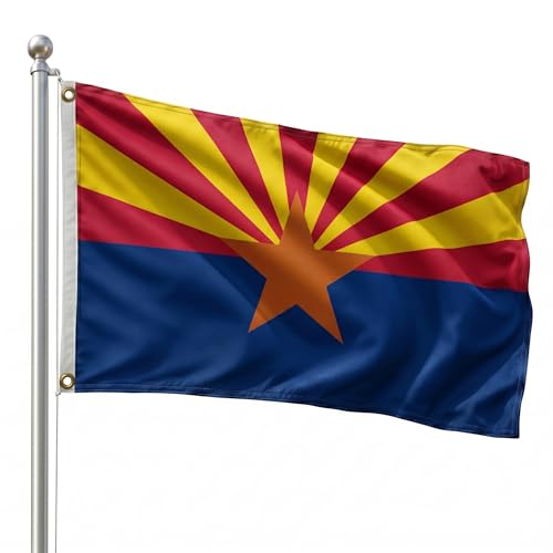 DMSE Arizona State Flag, 2ft x 3ft - Vivid Colors & Crisp Seal Details - Lightweight 100D Polyester with Quad-Stitched Edges (2ft x 3ft)