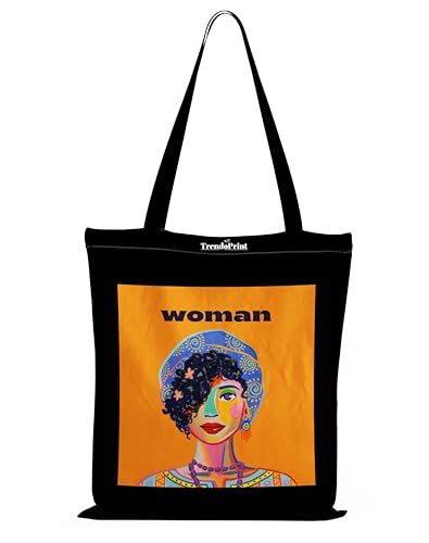 Image of TrendoPrint Canvas Tote Bags for Women with Zip, College Bag for Girls, 100% Organic Cotton Tote Bag for Shopping, Travel & Beach