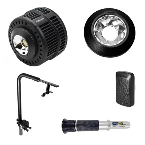 KessilA360X Tuna Blue LED Light, Mounting Arm, WiFi Dongle, Reefractometer & Narrow Reflector DEEP Tank Bundle (5 Items)