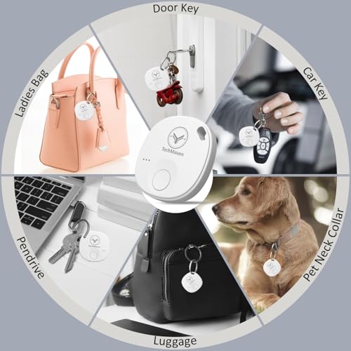 Image of AeroTag for iOS | Find My Network with Inbuilt Alert System | Anti-Theft /Anti-Lost Modes | No SIM Bluetooth Device | Tracking Device Keys, Wallet, Bag | 1 Year Battery Life - White