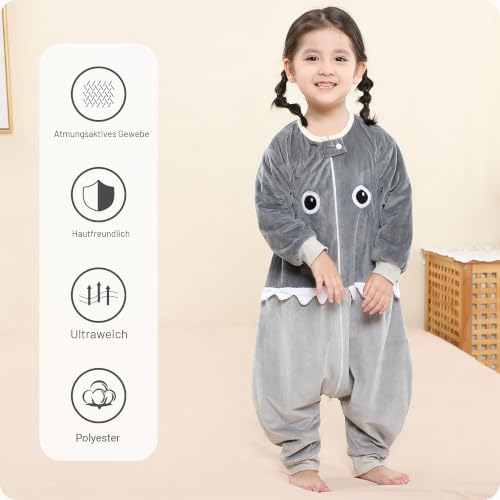 HAHASHOW Baby Schlafsack mit Füßen Schlafsack mit Beinen 5-6 Jahre Hai – Ansicht 2