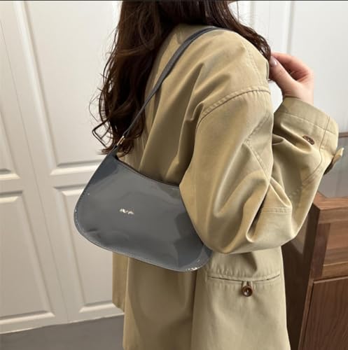 Image of Patent Leather Clutch Purse Shiny Evening Handbags for Women Armpit Shoulder Bag MINI Hobos