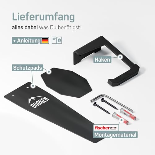 Borgen Fahrrad Wandhalterung Vertikal mit 32 kg Tragkraft - Fahrradhalterung Wand für E-Bike, MTB und Rennrad