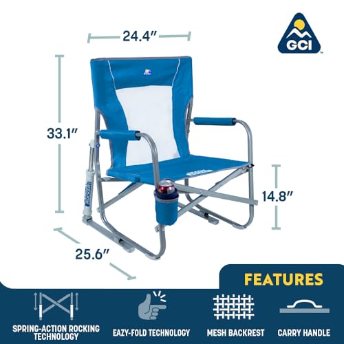 GCI Outdoor Waterside Beach Rocker Folding Beach Chair & Portable Rocking Chair, Saybrook Blue - image 3