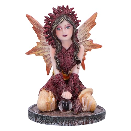 Nemesis Now Crystal Fairy Poppy Figurine 9cm, Resin, Red Fairy Figurine Featuring Crystal Ball