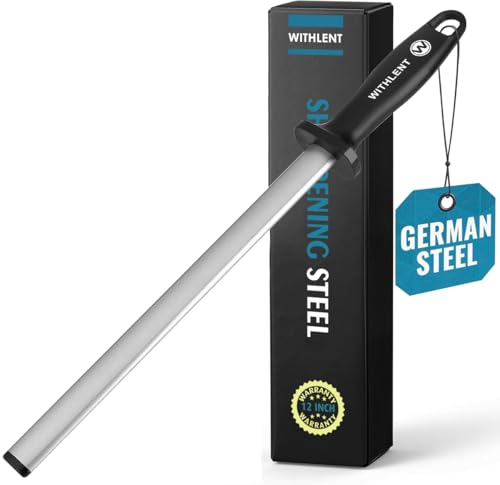 Diamant - Wetzstahl - Härte 70-80 HRC - Messerschärfer mit Diamantbeschichtung - oval, Professionelle Wetzstab für Koch 31CM Wetzstahl Schleifstab...