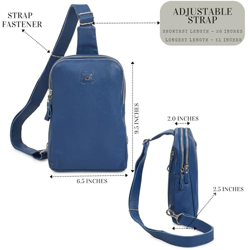 Wise Owl Accessories Real Leather Travel Sling Bag for Women Men Front Chest Crossbody Purse with Credit Card Slots3