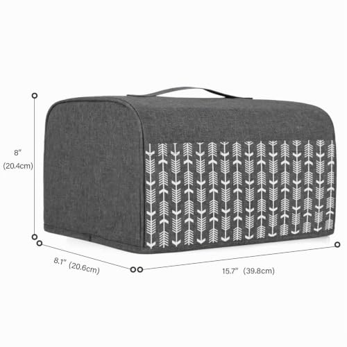 Miniatura 4 de Yarwo Funda Tostadora, Funda Para 4 Rebanadas Ranuras Largas Tostadora, Con Bolsillos Y Asa Superior, Resistente Al Agua, Gris Con Patrón De Flecha