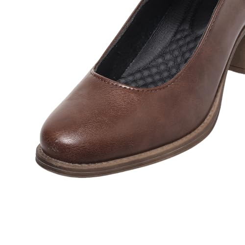 Women's Mary Jane Closed Toe Pumps Block Heels Comfortable Triple Buckle Strap Retro Dress Shoes4