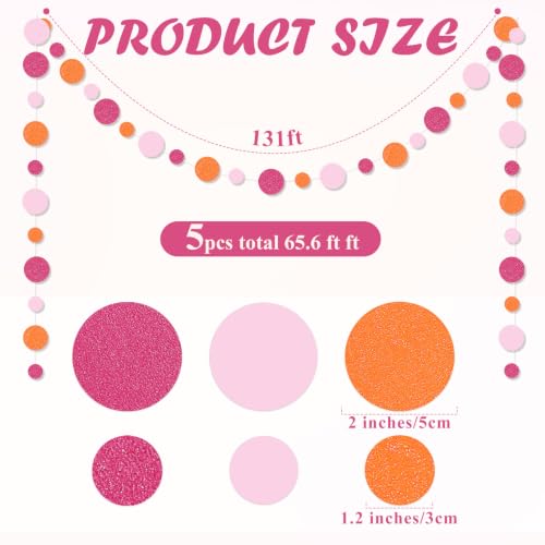 Image of Outus 5 Pieces Dot Garland Banner Hanging, Pink and Orange