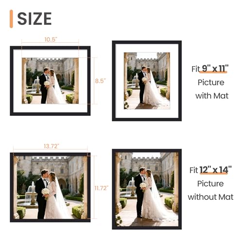 Image of upsimples 12x14 Frame, Display Pictures 9x11 with Mat or 12x14 Without, Wall Hanging Photo Frame, Black, 1 Pack