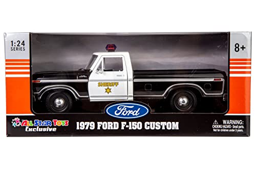 Motormax All Star Toys Exclusive 1979 Ford F-150 Sheriff Pickup Classic F150 Police Pick Up Truck 1:24 Diecast Collectible Model Car Black 76986 (Sheriff) #TOP4