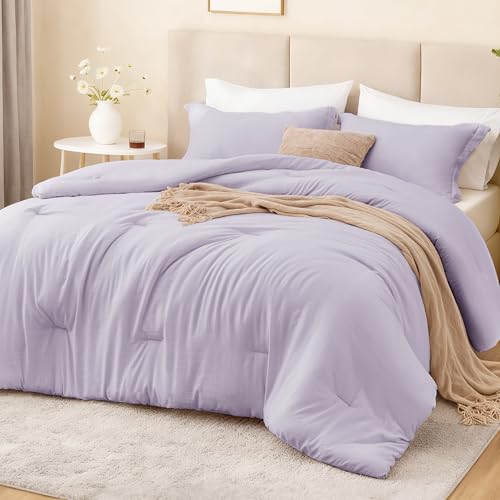 Loves cabin Lavender Twin/Twin XL Comforter Set 2-Piece Prewashed Bed Set with 1 Comforter (66 x 90 in) & 1 Pillowcase Lightweight & Breathable for All Seasons