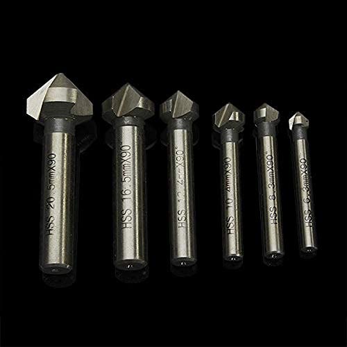 6pcs 6.3mm -20.5mm 90 Degrees HSS Countersink Drill Bits Chamfer Drills Woodworking Tool