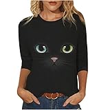 Damen Langarmshirt Süße Katze Tier Drucken 3D Druck Katzen-Muster Gestreift Rundhals Lange Pulli Herbst Kapuzenpullover Tshirt Sommer Shirts Hemd Rundhals Pullover