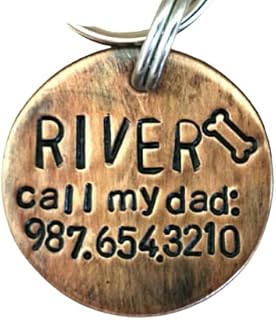 Pet Tag, call my dad Tag, Dog Tag, Pet ID Tag, Cute Pet Tag, Dog Tag, Dog Tags for Dogs, Hand Stamped Tags, Pet Tag, Cat Tag (1")