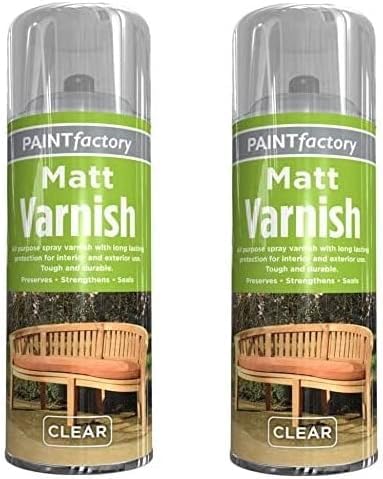 GSV Essentials Clear Matt Varnish Spray Paint, All Purpose Spray Varnish Paint, Long Lasting Protection for Interior & Exterior Use, Tough & Durable, 250ml (2 PCS)