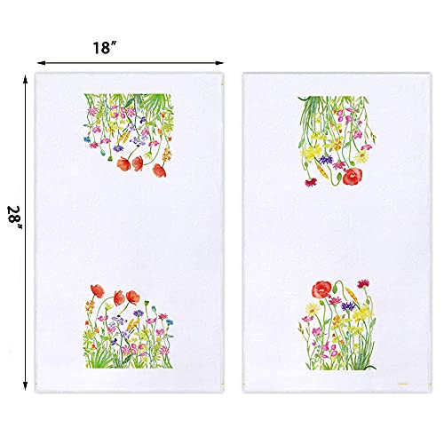 Watercolor Wild Flower Kitchen Dish Towel 18 X 28 Inch, Seasonal Spring Summer Floral Tea Towels Dish Cloth For Cooking Baking Housewarming Gift Set Of 2 #TOP1