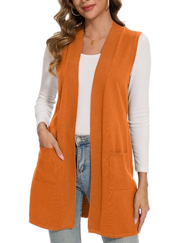 Image of Beautiful Nomad Sleeveless Cardigans for Women Long Sweater Vest
