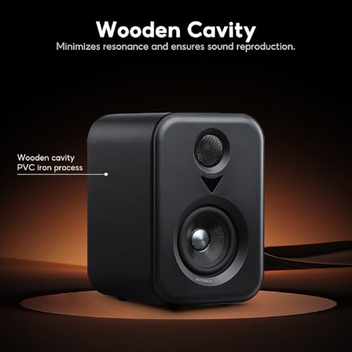 Image of AIYIMA S400 80 Watt 2.0 Channel Home Audio Active Bookshelf Speakers with Sub Out | TPA3118 Amp Chip | Bluetooth /Optical /RCA /USB Input for TV | Treble & Bass Tone | Remote |Upgraded Version