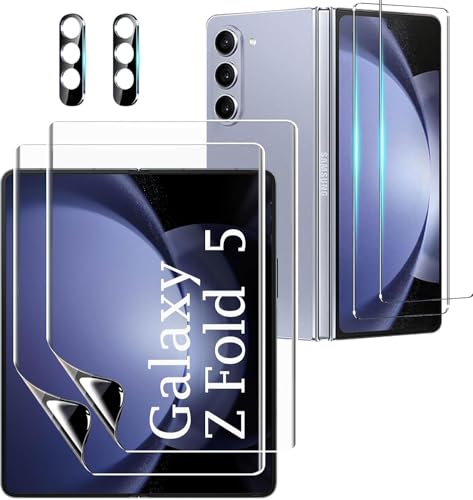 Image of [2Set 6PCS] Screen Protector Compatible with Galaxy Z Fold 5 5G, 2 Inner TPU Films + 2 Outer Tempered Glass + 2 Camera Lens Protectors, High Clarity, Anti-Shatter