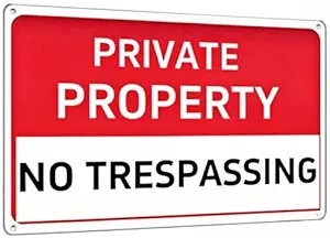 Private Property No Trespassing Sign – Rust-Free Aluminum Sign, Reflective, Waterproof, and Weather-Resistant Design, Suitable for Home, Garden, Yard, Residential, Business, Farm, and Public Areas – 8x12 Inches