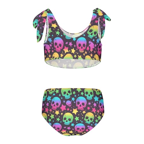 Wusikd Skull Rainbow Girls Swimsuits Two Piece Colored Swimwear Bikini Set for for Girls Size 3T2