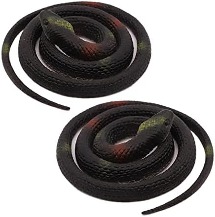 Homdipoo Realistic Fake Rubber Toy Snake Black Fake Snakes That Look Real Prank Stuff Cobra Snake 27 Inch Long (Black)