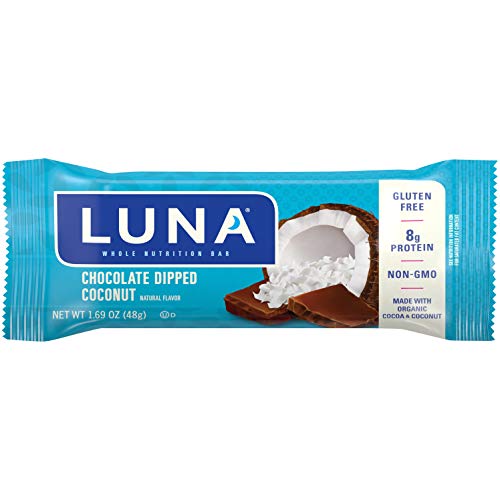 LUNA BAR - Gluten Free Bars - Chocolate Dipped Coconut Flavor -