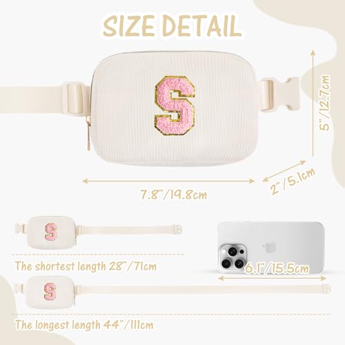 Image of Gitus Gifts for Teen Girls 10-12 12-14 14-16 16-18 Birthday Gifts for Girls Women Sister Teacher Initial Belt Bag Fanny Pack Crossbody Bags for Teen Girl Gifts Trendy Stuff Travel Essentials (Ivory-S)