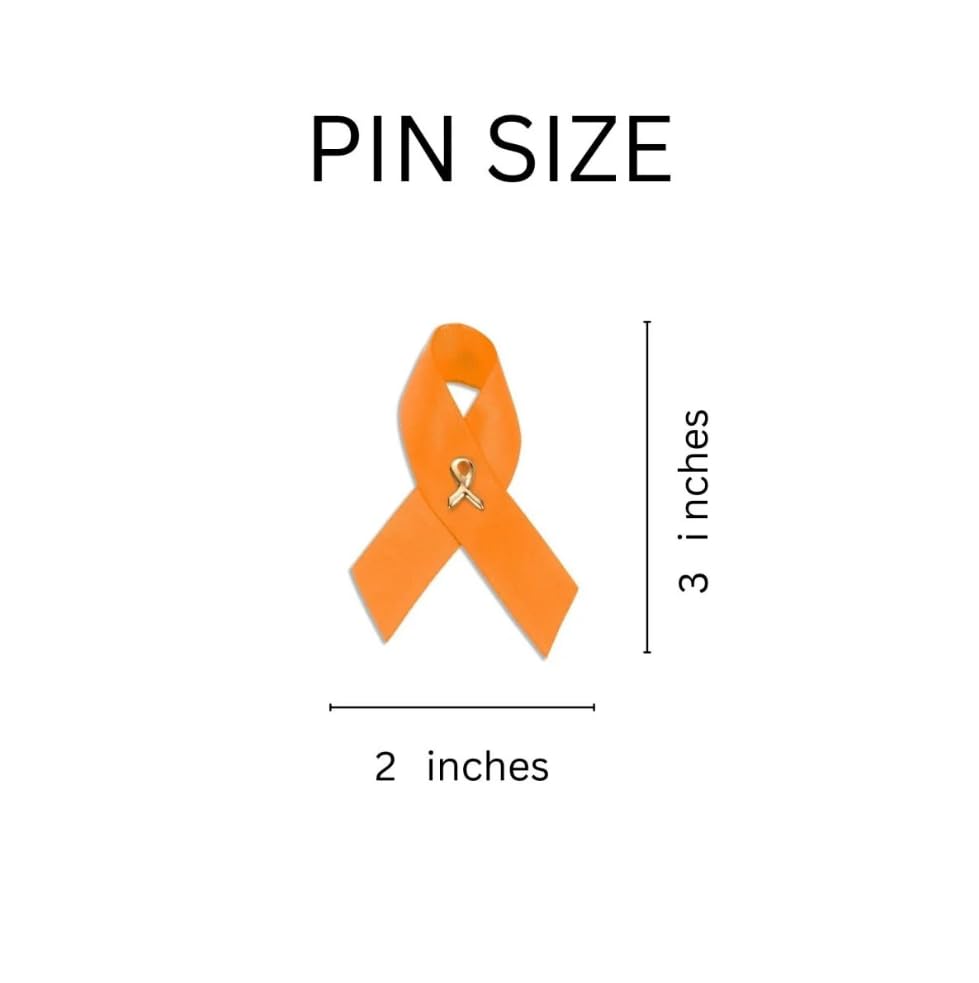Image of 1 /2 /5 /10 /25 /50pcs Orange Ribbon Awareness Pins for Kidney Cancer, Leukemia, Multiple Sclerosis, Hunger, Gun Violence /Mass Shooting Awareness - Perfect for Support Groups, Gift-Giving, and Fundraisers