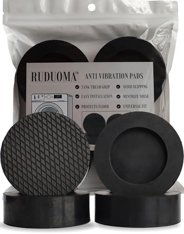 RUDUOMA Anti Vibration Pads for Washing Machine,Universal Washer Dryer Support Foot Pads,4 Pcs,Stops Moving Walking,Noise Cancellation,Rubber Anti Slip Muffling Mat,Washer Feet Stabilizer