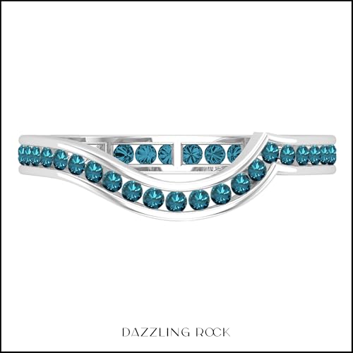Dazzlingrock Collection 0.65 Carat Round Blue Diamond Contour Eternity Band for Her in 10K Solid Gold2