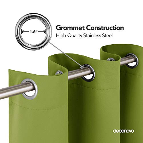 Image of Deconovo Blackout Curtain Room Darkening Panel for Bedroom or Living Room Grommet Thermal Insulated Lighting Reduce Drape 52 x 84 Inch Lime Green 1 Panel