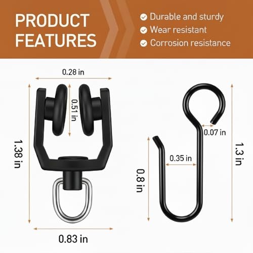 Image of Jetec 120 Pcs Curtain Track Hooks Rollers Ceiling Mount S Hooks, Black