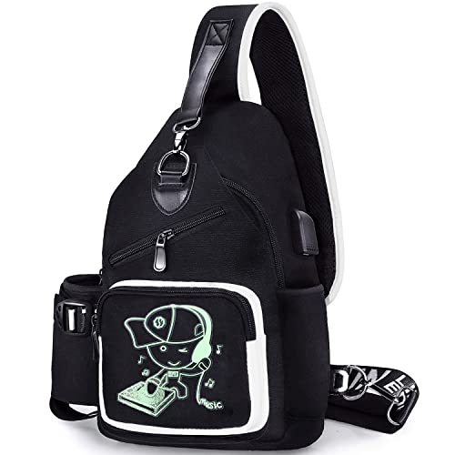 Sling Bag for Boys with USB, Small Chest Pack with Side Pocket, Travel Shoulder Backpack