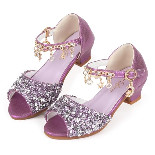 ChuLian Girls Dress Shoes Sparkly Princess High Heels Peep Toe Party Wedding Flower Girls Shoes Sandals Toddler Little Big Kid - Main Image