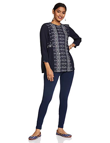 Image of GO COLORS Soft Cotton Stretch Ankle Length Leggings for Women | Breathable