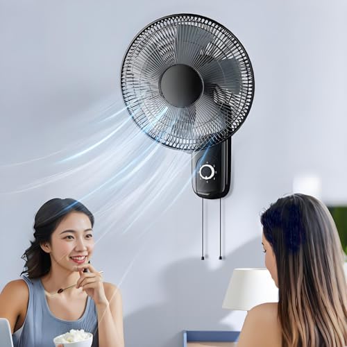 Ventilador Pared Silencioso Con 5 Aspas Rotatorias De 35cm 39cm 42cm 45cm 50cm Oscilación Automática Temporizador Regulable Y 3 Velocidades De Diseño Elegante Ventilador De Pared(15in/39cm)