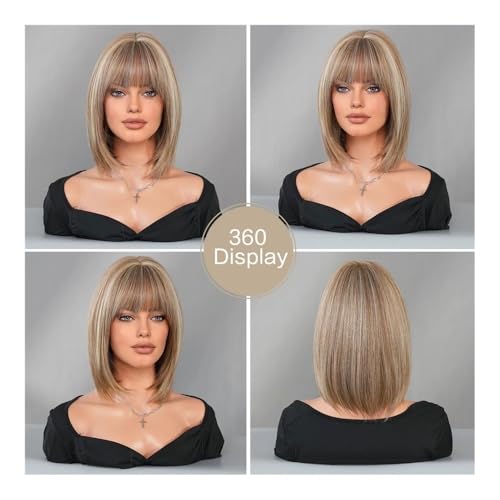 Perruque Bob marron clair en cheveux humains lisses premium - 3