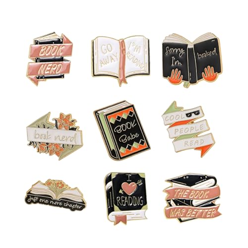 Image of Book Pins Cartoon Book Enamel Pins Books Lovers Gifts Decorative Lapel Pins for Backpacks Clothing Bags Jackets Learning Gifts for Teacher Student
