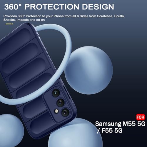Image of TheGiftKart Liquid Silicon Back Cover Case for Samsung Galaxy M55 / M55s / F55 5G | Shockproof Military Grade Protection | Micro-Fibre Cloth On Inner Side | Built-in Anti-Slip Grip Cover (TPU, Blue)