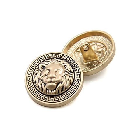 10PCS Clothes Buttons - Fashion Lion Head Sewing Button Round Shaped Metal Button Set for Men Women Blazer, Coat, Uniform, Shirt, Suit and Jacket (Gold, 25mm) Cover