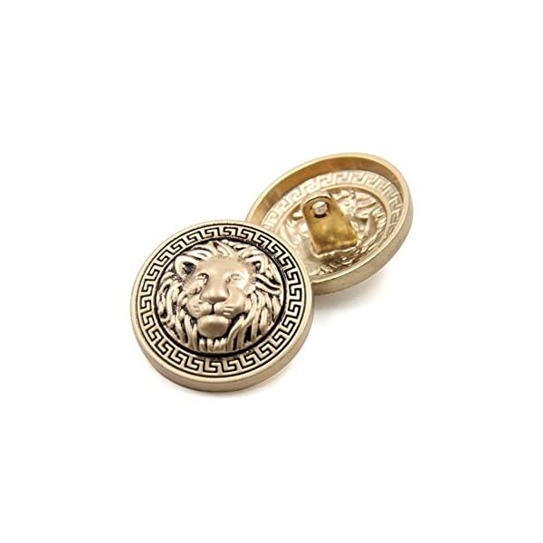 10PCS Clothes Buttons - Fashion Lion Head Sewing Button Round Shaped Metal Button Set for Men Women Blazer, Coat, Uniform, Shirt, Suit and Jacket (Gold, 25mm)